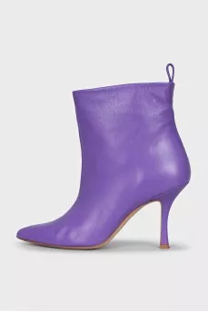 Purple leather ankle boots