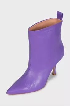 Purple leather ankle boots