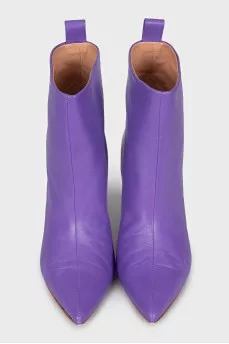 Purple leather ankle boots