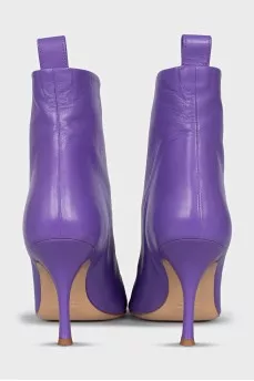 Purple leather ankle boots