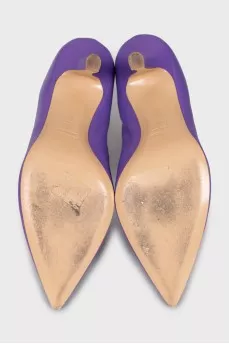 Purple leather ankle boots