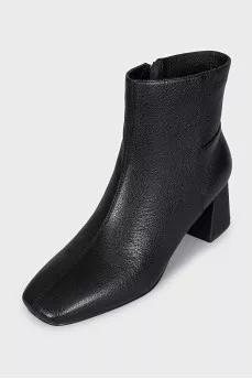 Black leather ankle boots