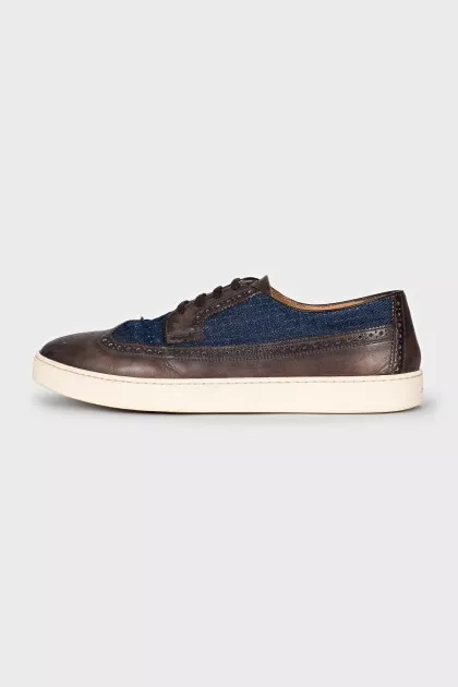 Men's brogues made of textile and leather