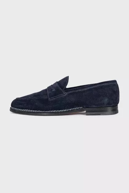 Men's dark blue suede loafers