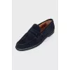Men's dark blue suede loafers