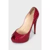 Red snakeskin shoes