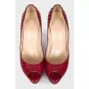Red snakeskin shoes