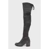 Gray suede over-the-knee boots