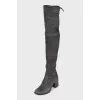 Gray suede over-the-knee boots