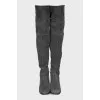 Gray suede over-the-knee boots