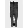 Gray suede over-the-knee boots