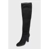 Suede boots with a stacked heel