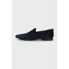 Men's blue suede shoes with perforations