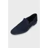 Men's blue suede shoes with perforations
