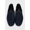 Men's blue suede shoes with perforations