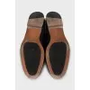 Men's blue suede shoes with perforations