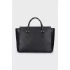 Leather tote with embossed logo