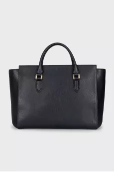Leather tote with embossed logo