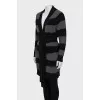 Striped cardigan with a belt