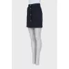Black wool button-down skirt