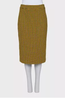 Straight-cut houndstooth print skirt