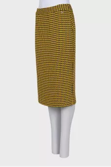 Straight-cut houndstooth print skirt