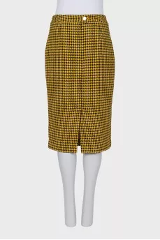 Straight-cut houndstooth print skirt
