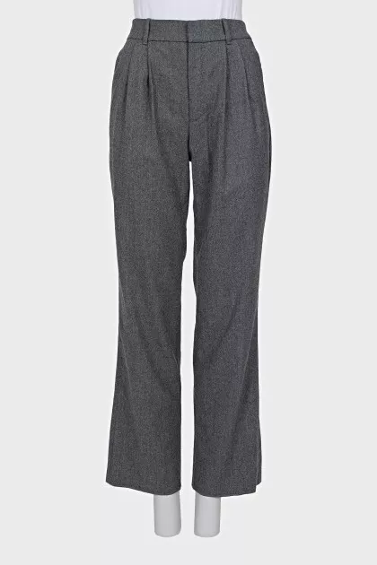 Gray straight-leg trousers