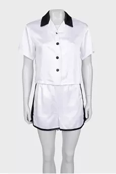 White suit with contrasting inserts
