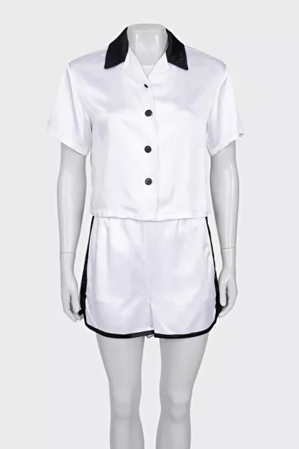 White suit with contrasting inserts