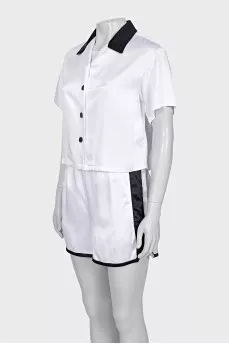 White suit with contrasting inserts