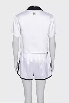 White suit with contrasting inserts