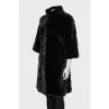 Mink coat with short sleeves