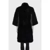 Mink coat with short sleeves