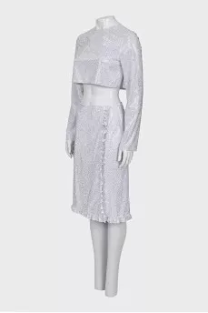 Silver skirt suit