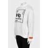 White jumper with a contrasting print