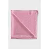 Pink silk scarf with signature print