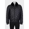 Men's leather jacket with removable fur