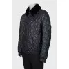 Men's leather jacket with removable fur