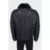Men's leather jacket with removable fur