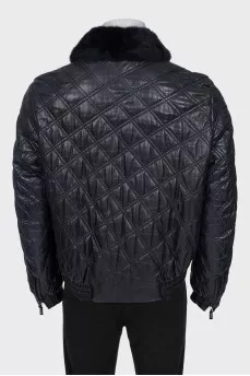 Men's leather jacket with removable fur