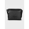 Чоловіча шкіряна сумка з картатим тисненням