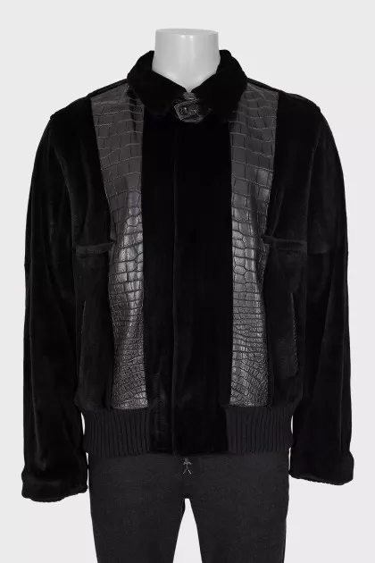 Men's fur and leather jacket