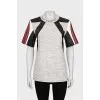 T-shirt with leather sleeves
