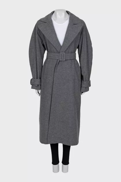 Wool wrap coat with belt