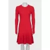 Red dress with pleated hem