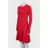Red dress with pleated hem