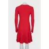 Red dress with pleated hem