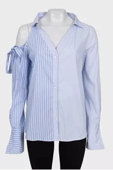Blue off-shoulder shirt
