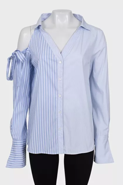 Blue off-shoulder shirt